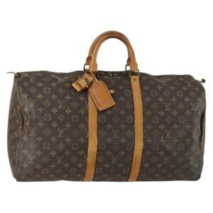 LOUIS VUITTON Monogram Keepall 55 Boston Bag M41424 LV Auth bs31933